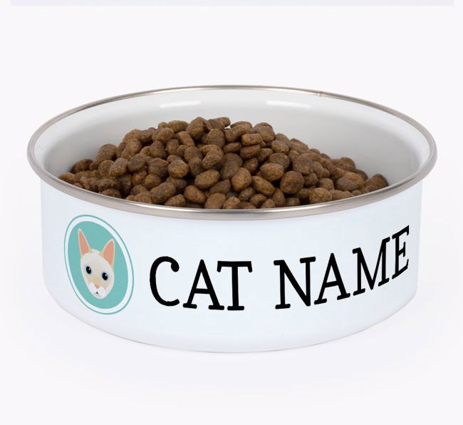 Name and Icon: Personalised {breedCommonName} Enamel Cat Bowl